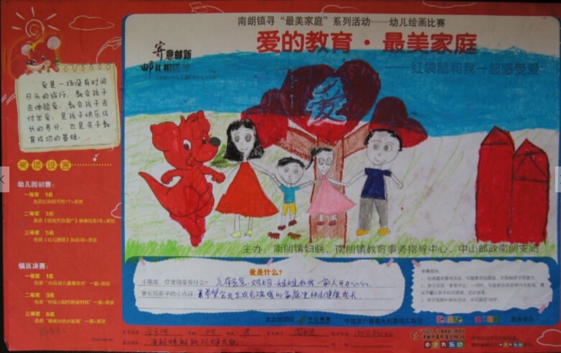 南朗镇开展寻找"最美家庭"系列活动之 "爱的教育 最美家庭"幼儿绘画